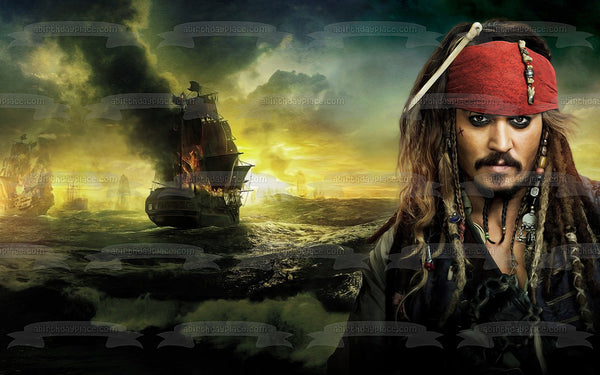 Pirates of the Caribbean Captain Jack Sparrow Edible Cake Topper Image ...