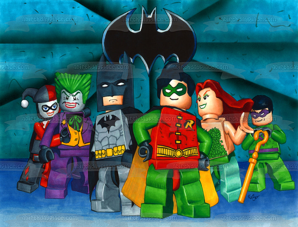 LEGO Batman Logo The Joker Robin Harley Quinn and Poison Ivy Edible Ca – A  Birthday Place