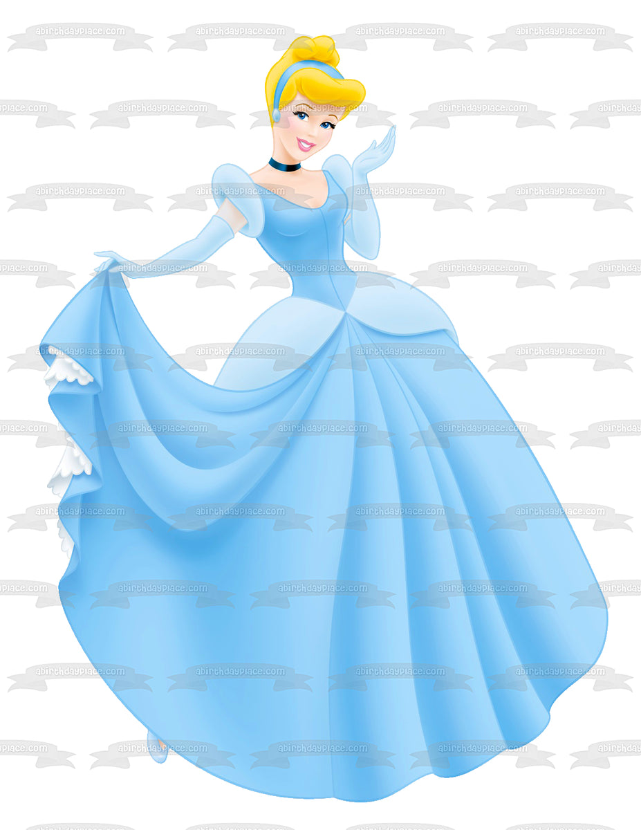 Princess Cinderella Blue Ball Gown Edible Cake Topper Image ABPID07544 ...