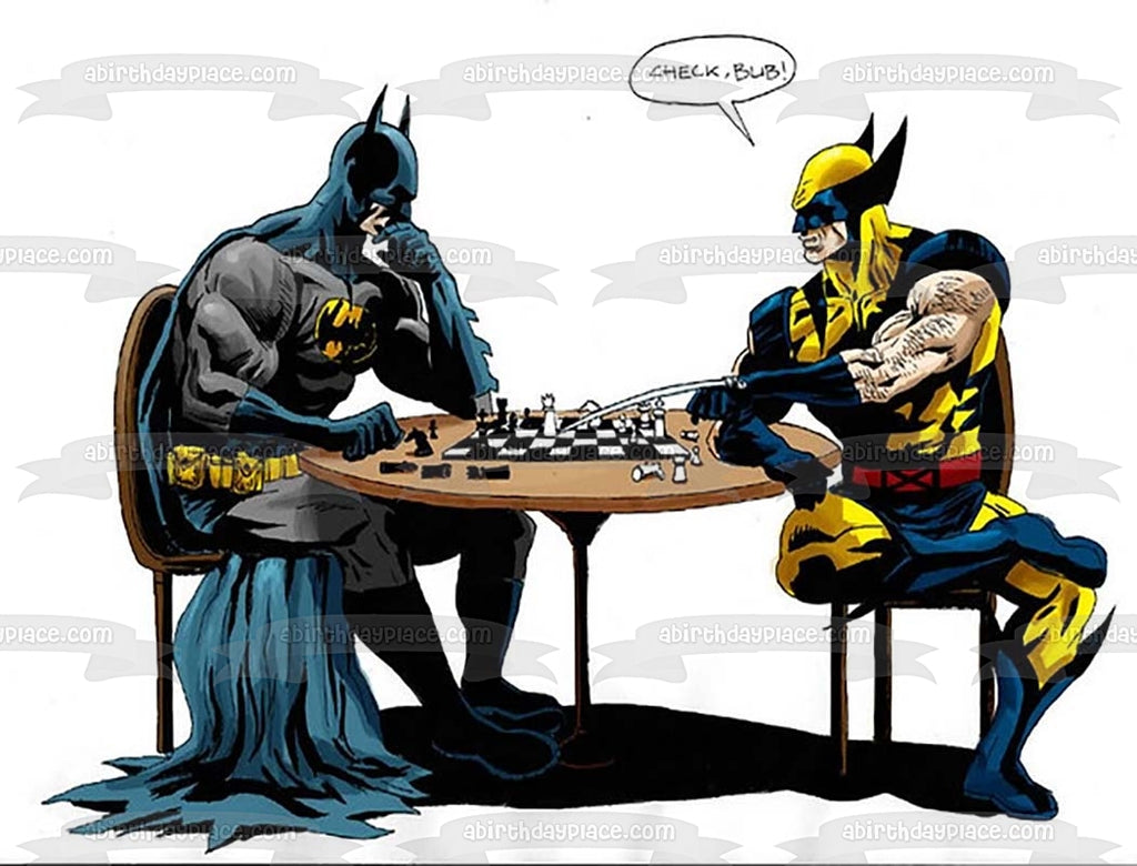 Marvel DC Comics Batman Wolverine Playing Chess Edible Cake Topper Ima – A  Birthday Place