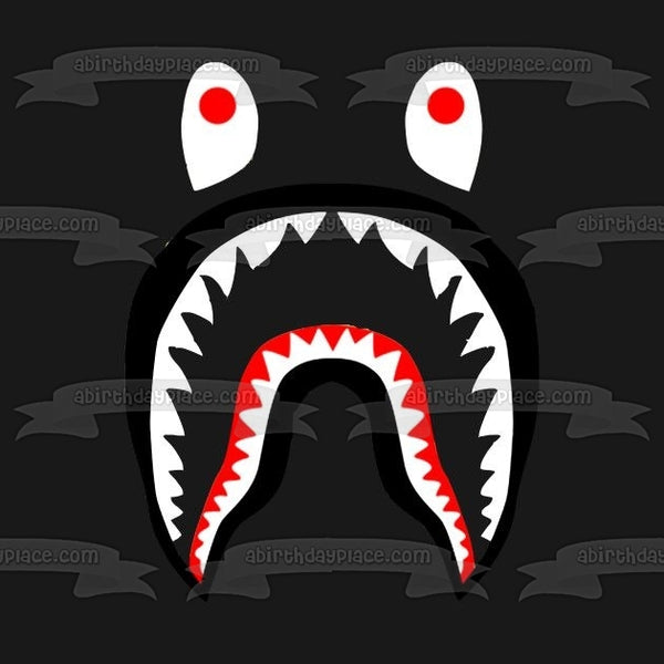 Bape Shark Logo Hoodies Black Background Edible Cake Topper Image ABPI ...
