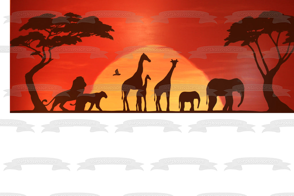 Disney The Lion King Animal Silhouettes Sunset Background Edible Cake A Birthday Place