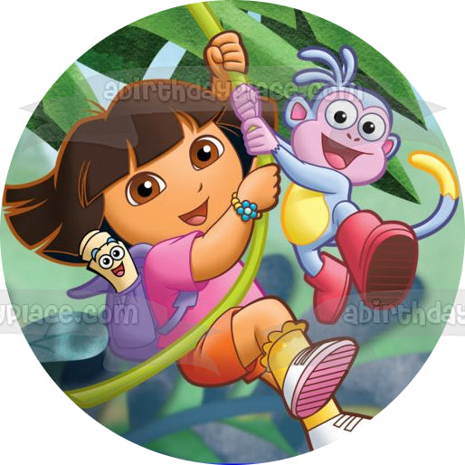 Dora the Explorer Backpack Map Boots Swinging on a Vine Edible Cake To ...