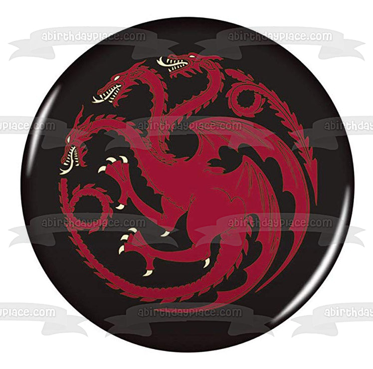 Game of Thrones House Targaryen Emblem Black Background Edible Cake To ...