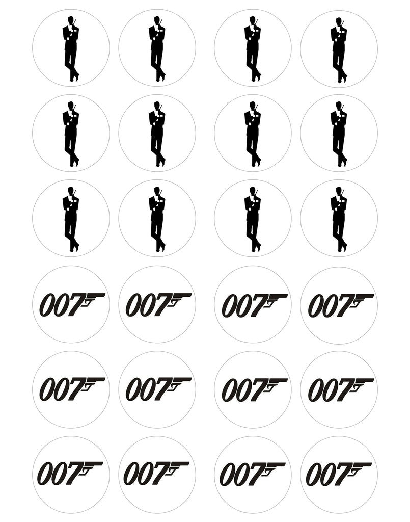 James Bond 007 Silhouette 007 Logo Edible Cupcake Topper Images ABPID2 ...