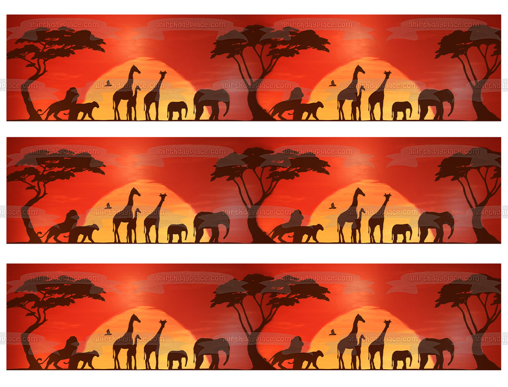 Disney The Lion King Animal Silhouettes Sunset Background Edible Cake A Birthday Place