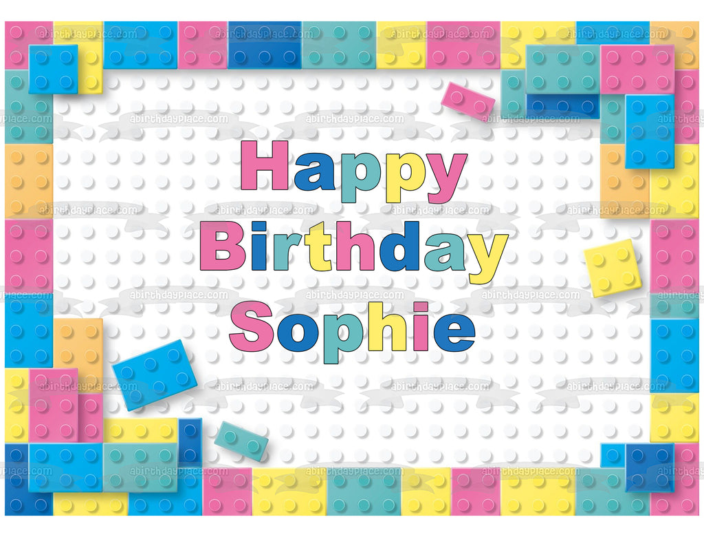 Pastel LEGO Blocks Frame Personalized Edible Cake Topper Image ABPID50 ...