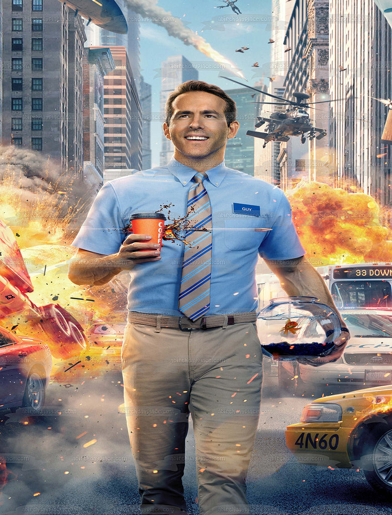 Free Guy Movie Poster Background Character Npc Ryan Reynolds Guy Fire – A  Birthday Place