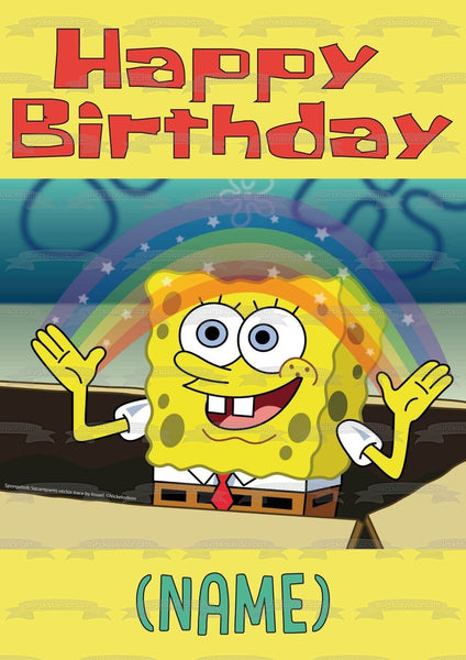 SpongeBob SquarePants Rainbow Happy Birthday Add Personalized Name Edi ...