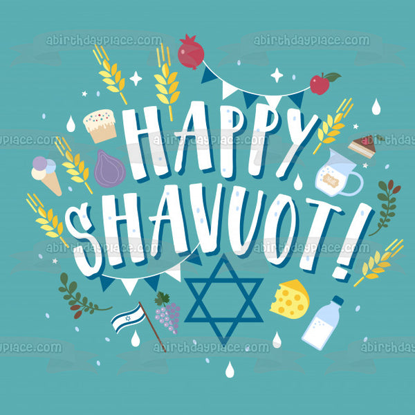 Happy Shavuot Jewish Holiday Star of David Edible Cake Topper Image AB ...