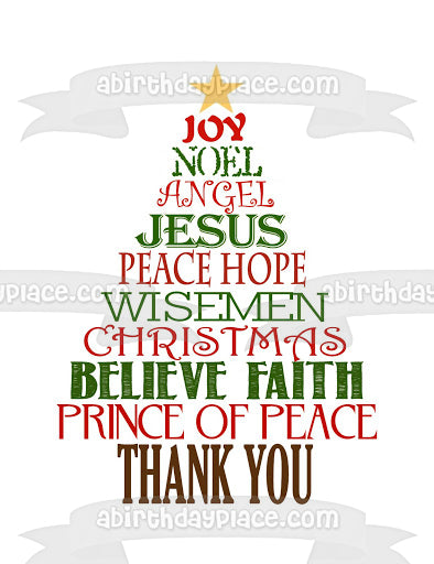 Merry Christmas Christmas Tree of Holiday Words Joy Noel Angel Edible ...