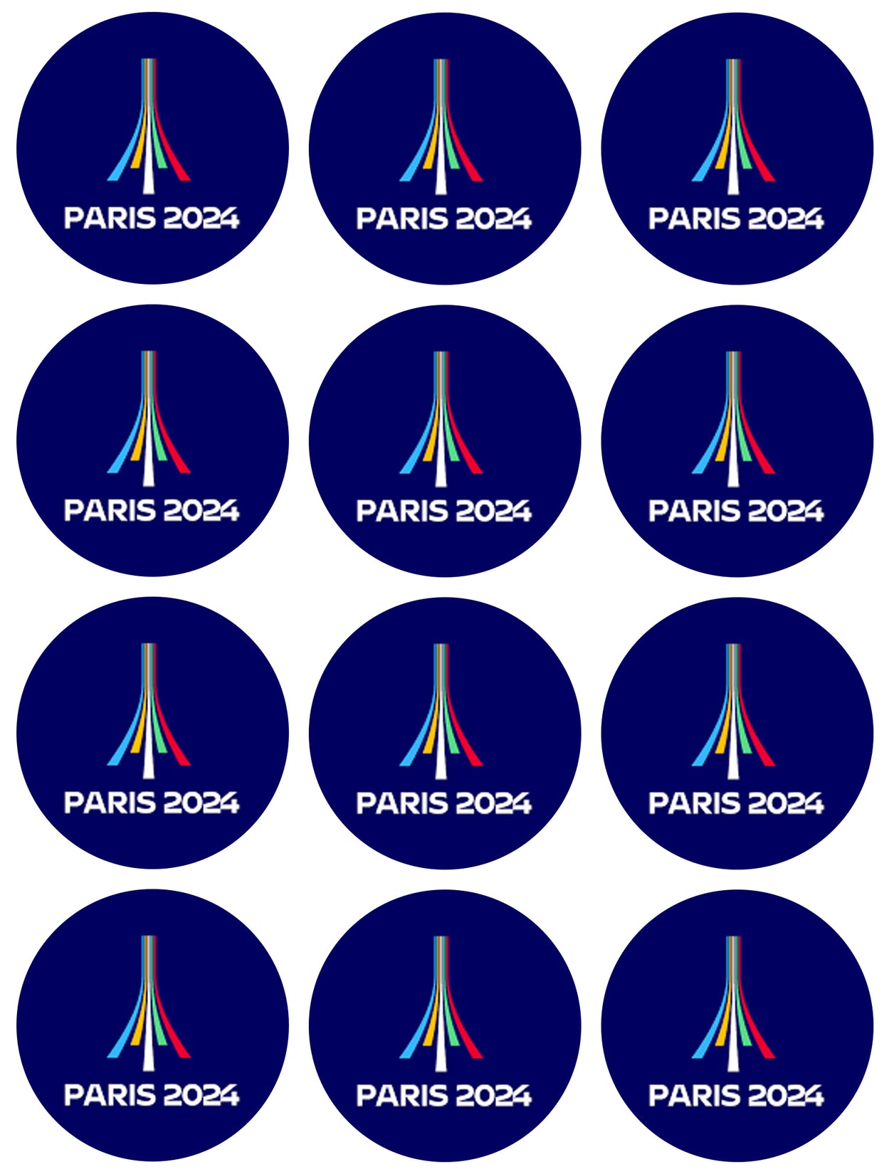 Summer Olympics Paris 2024 Olympics Logo Edible Cupcake Topper Images