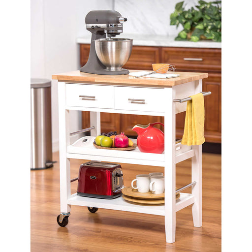 Trinity Home Entertainment Bamboo Kitchen Cart with Drop Leaf