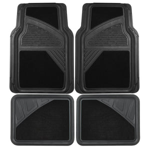 Floor Mats Car Black Heavy Duty 4 Pc Rubber Carpet Universal Floor