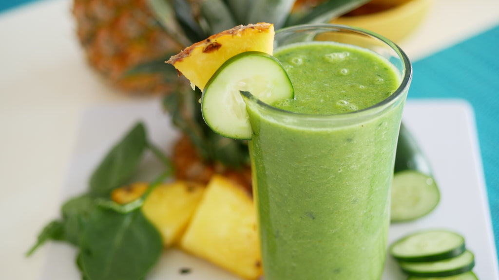 Hydrating Green Smoothie Pineapple Cucumber Spinach Wholesome Influence