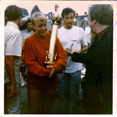 Larry Gordon presenting 3rd place Trophy to Karen 1967