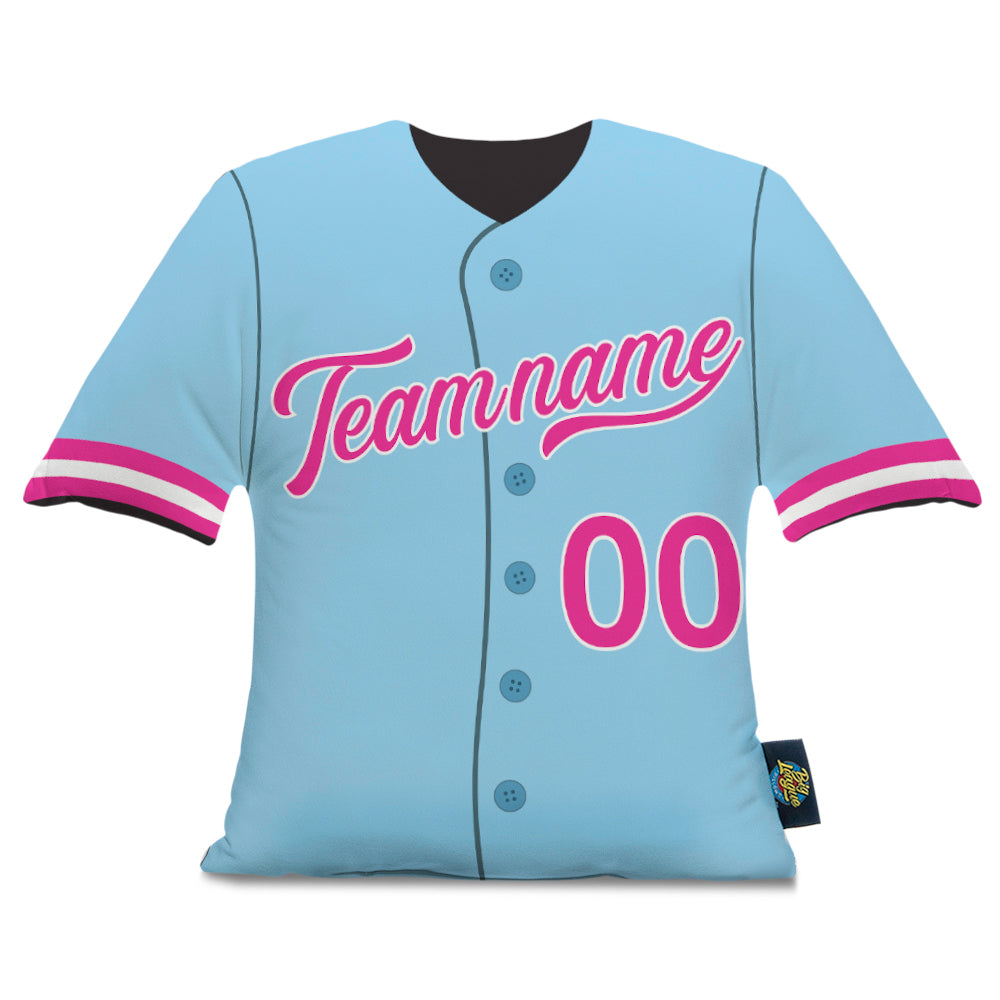 pink and blue baseball jersey