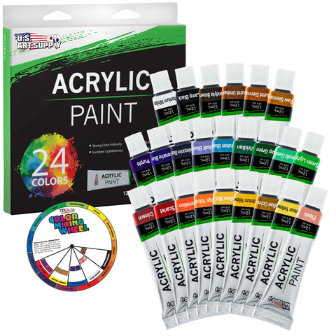 Acrylic Paint Set 54 Piece Artist Painting Supplies Kit, Art Painting, 24  Acrylic Tubes, Paintbrushes, Canvases