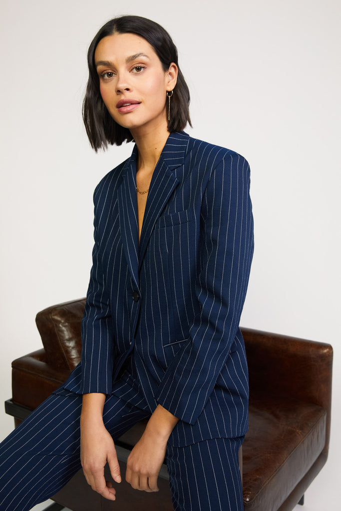 Pinstriped Single Breasted Blazer – CURRENT AIR