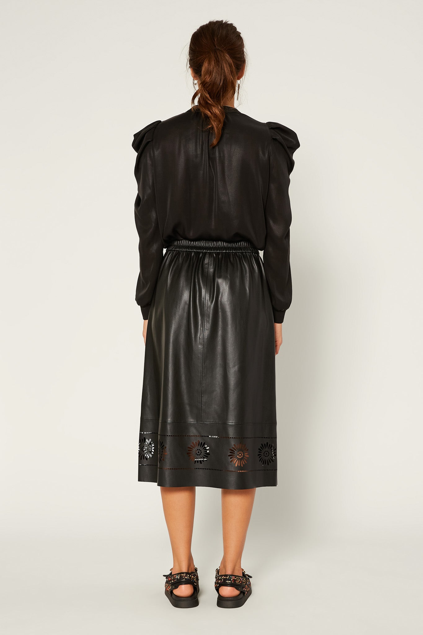 Faux Leather Midi Skirt