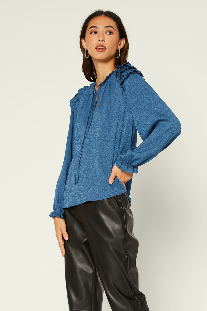 Pleated blouse with ruffles - Women