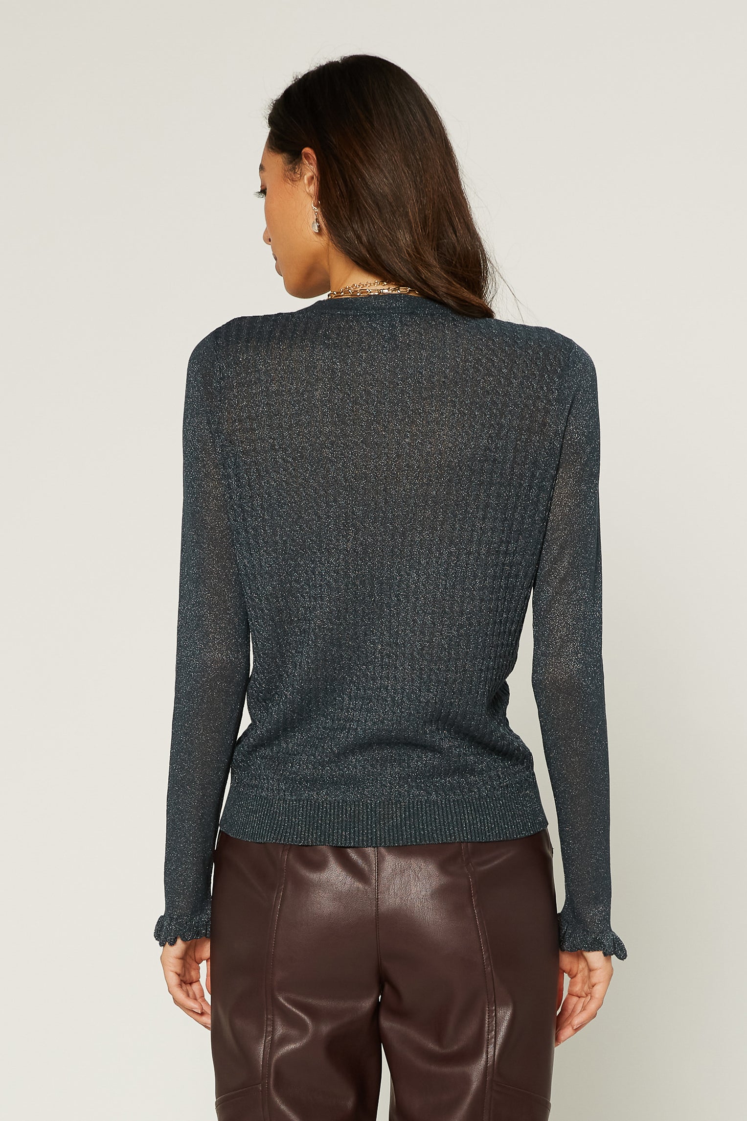 Metallic Ribbed Sweater Top