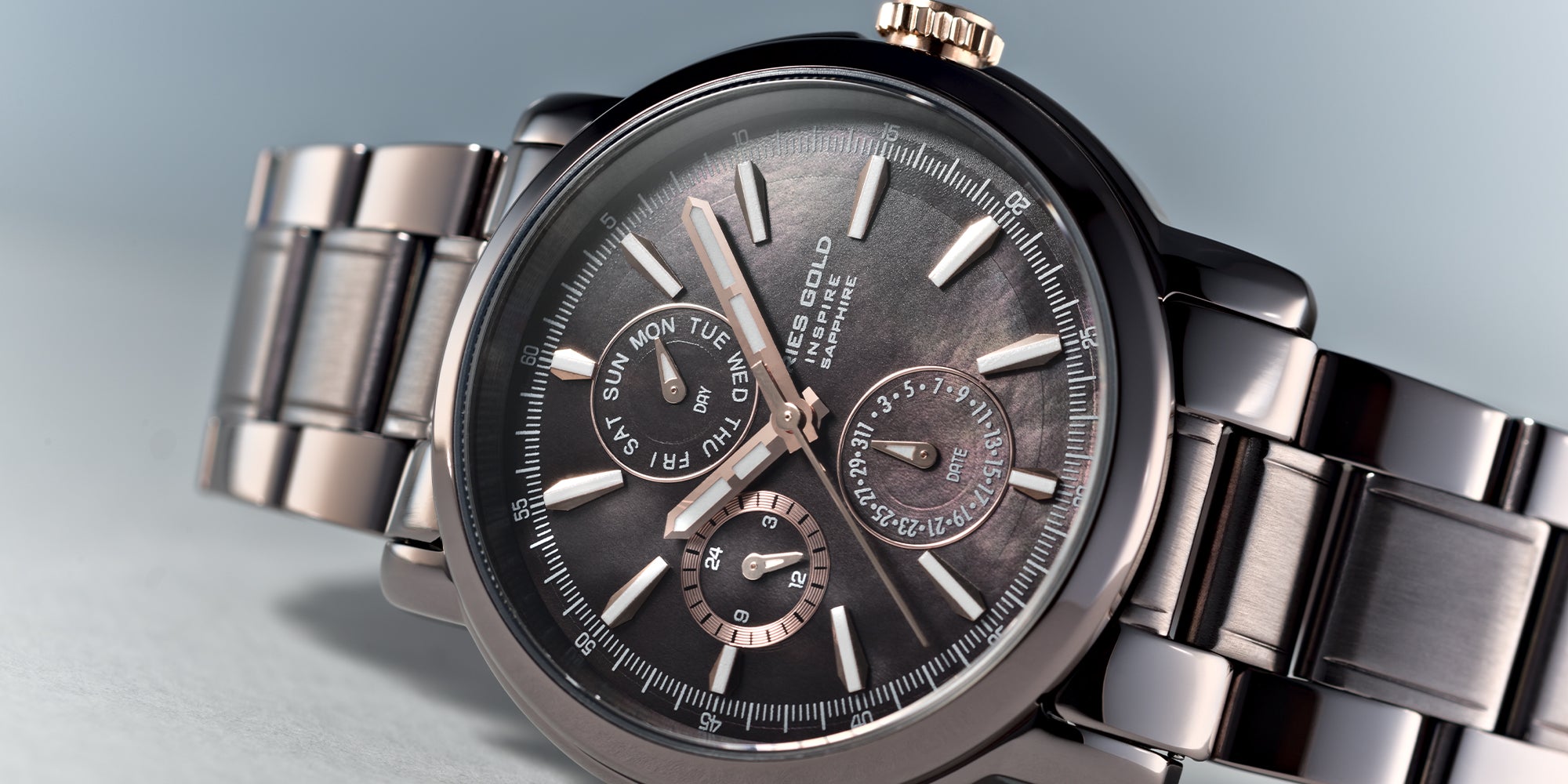 白羊座金银不锈钢 B 7302 S-MOP 女式手表 - H2 Hub 手表