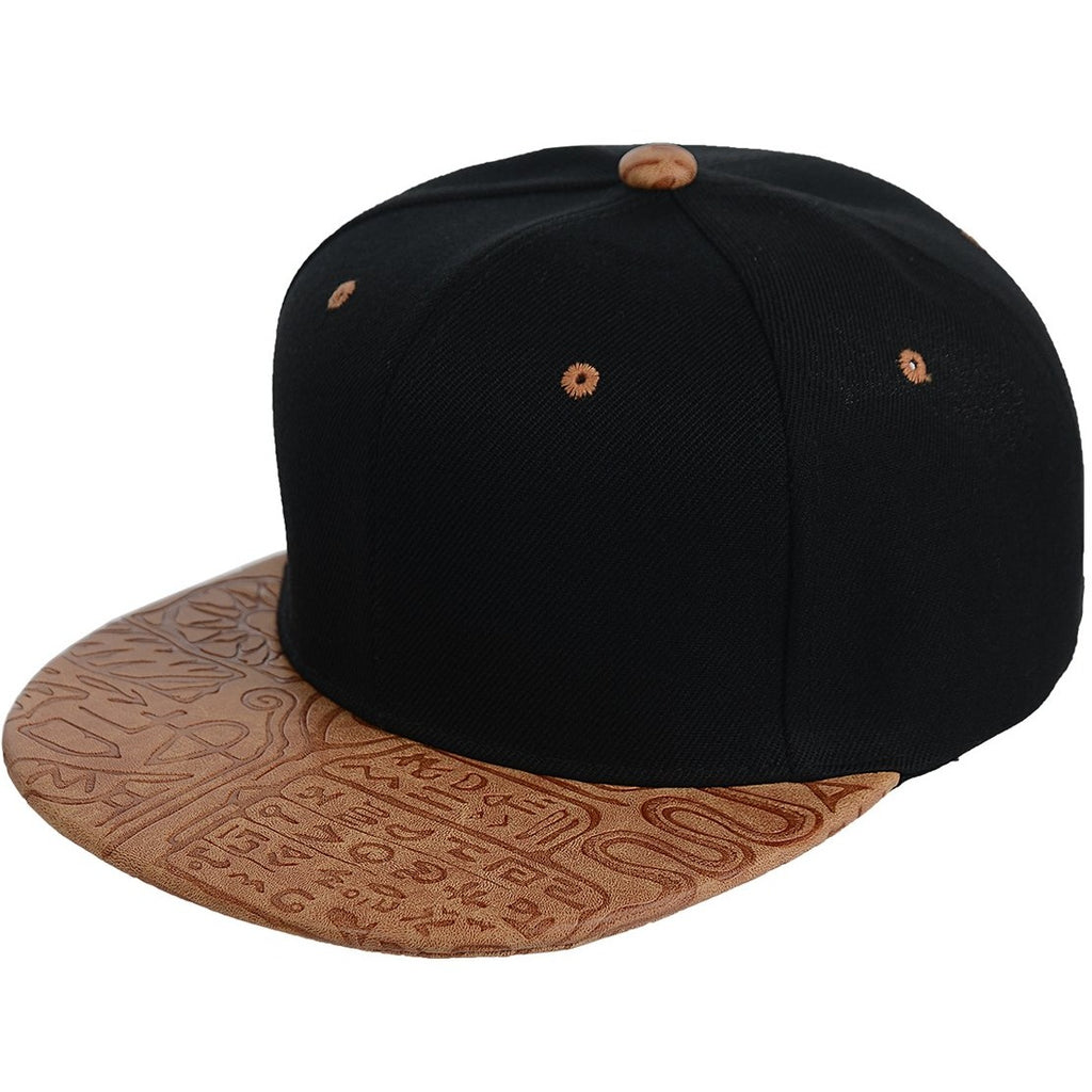 Egyptian Pattern PU Leather Snapback Cap - More Colors – 2040USA