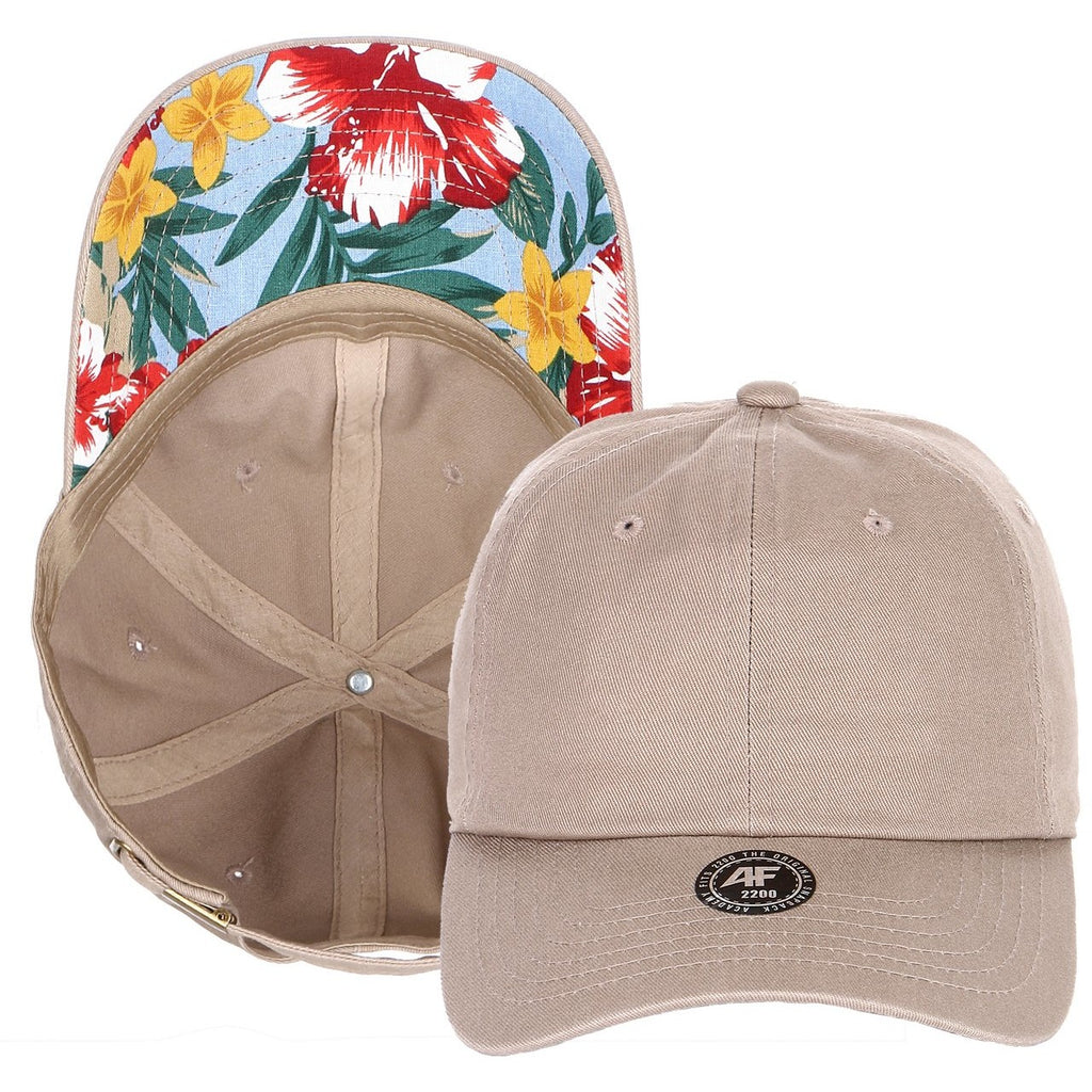 Unstructured Strapback Dad Hat with Floral Print Undervisor – 2040USA