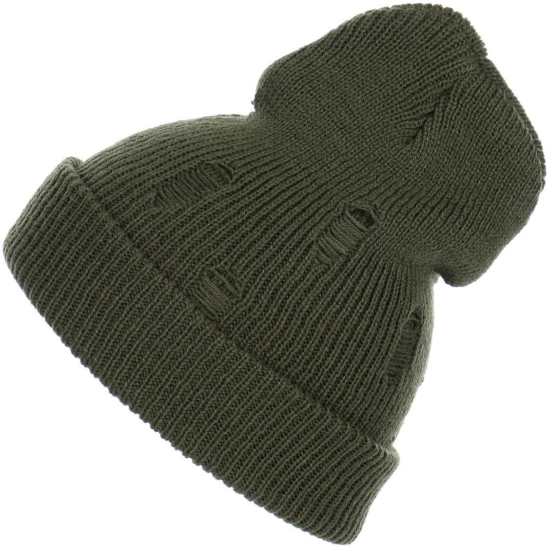 Distressed Slouchy Unisex Ribbed Soft Knit Beanie 2040USA