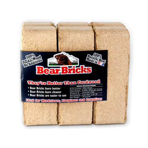 bricks bear fire mountain logs burn pack lignetics