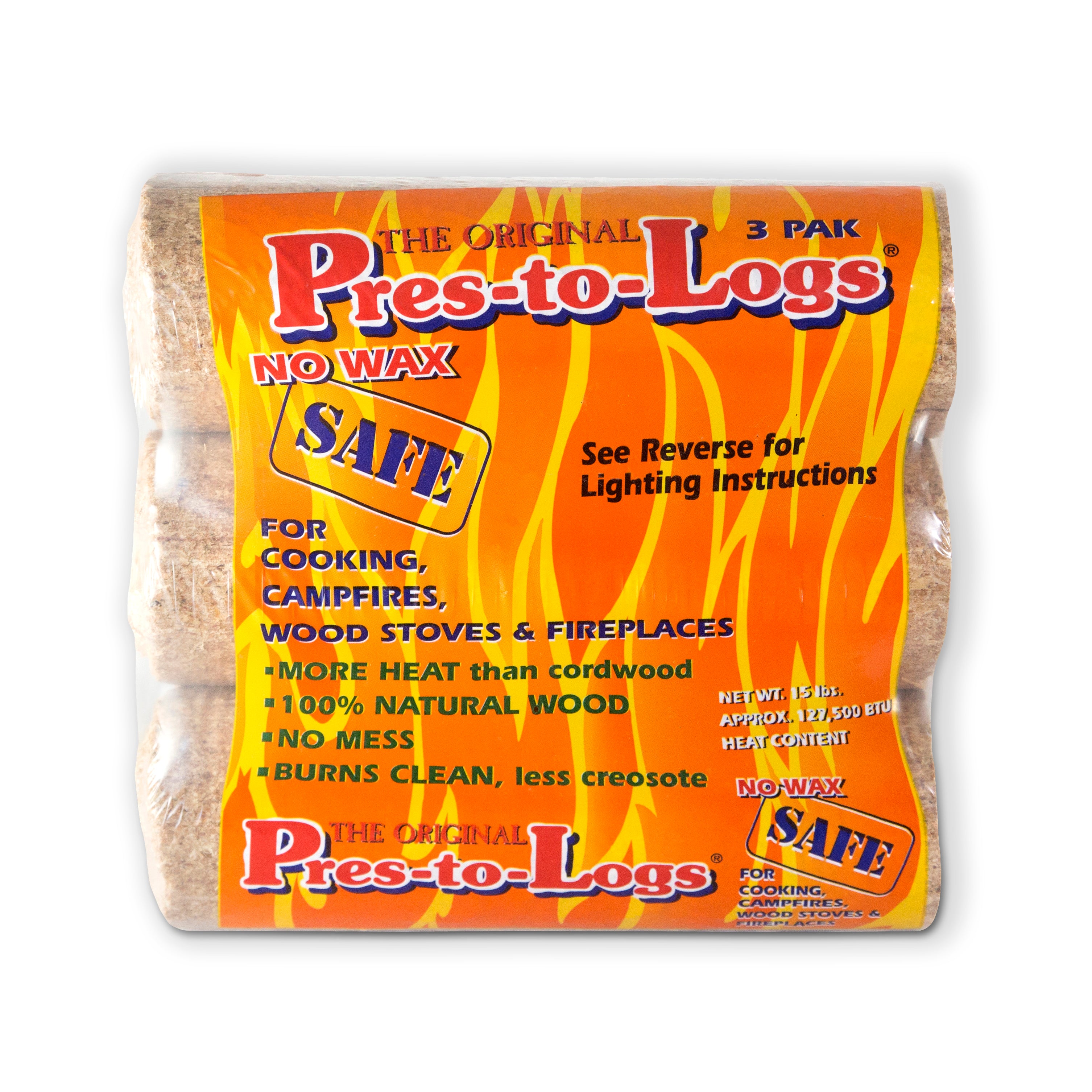 Pres To Logs All Natural Fire Logs 3 Pack Burn Hot Efficient