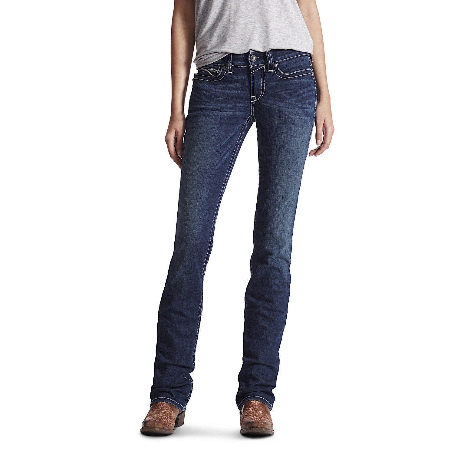 Buy Ariat Womens R.E.A.L Mid Rise Stackable Straight Leg Jean Icon ...