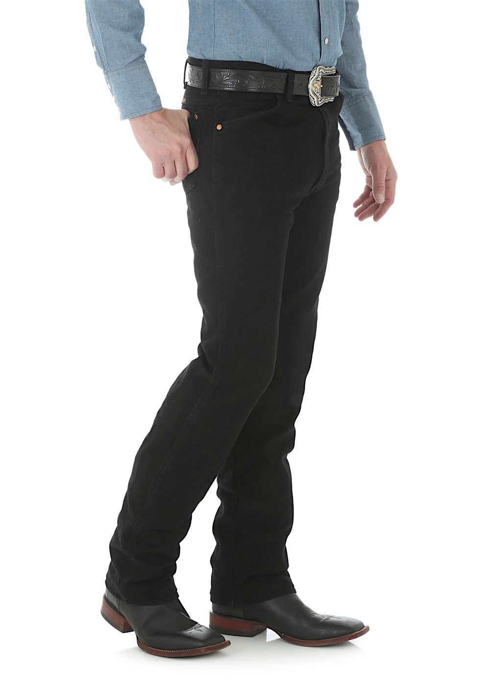 Buy Wranglers Mens Cowboy Cut Slim Fit Jean Shadow Black - The Stable Door