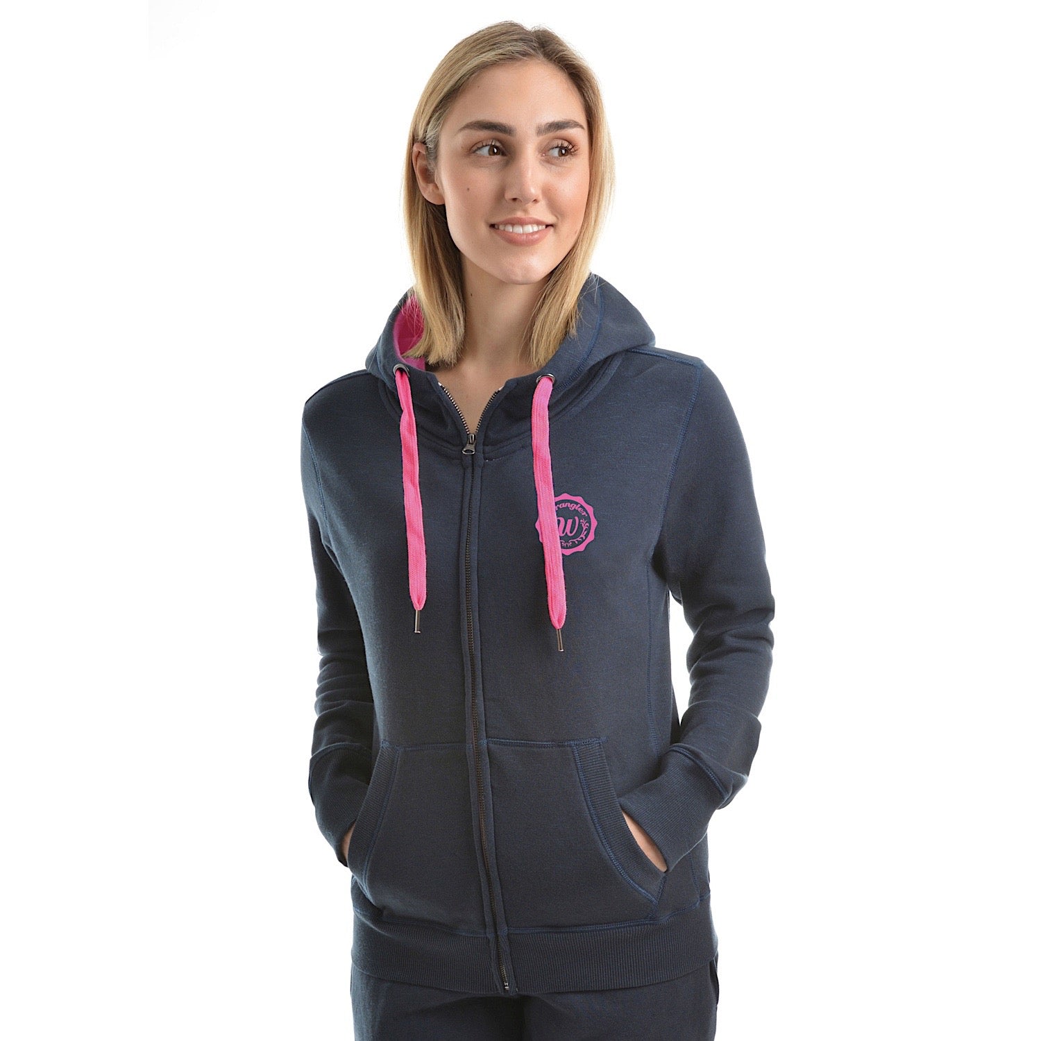 ladies navy zip up hoodie