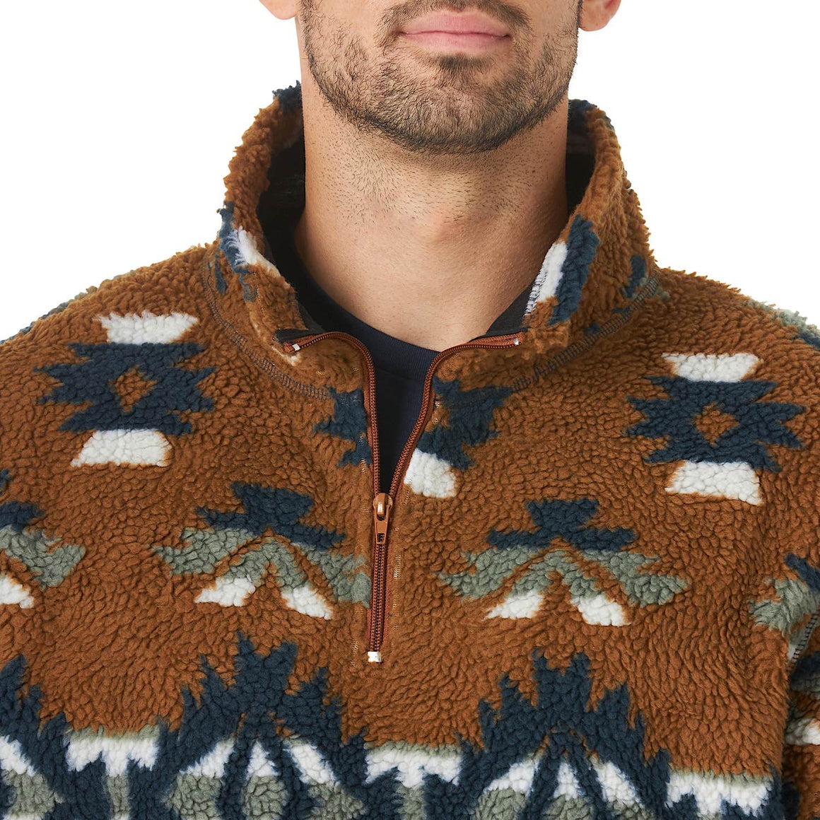 Buy Wrangler Mens 1/4 Zip Sherpa Brown - The Stable Door