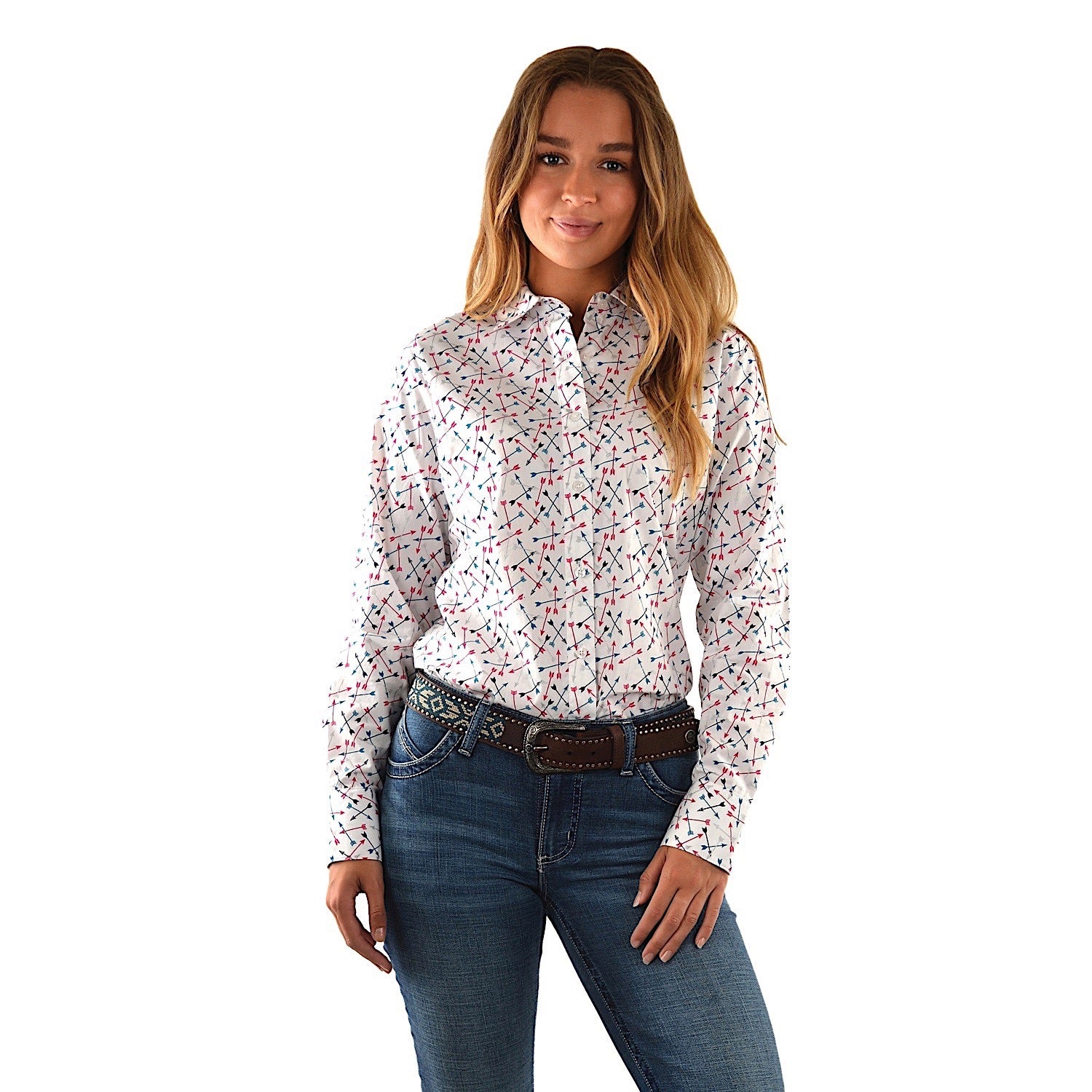 Buy Wrangler Womens Willow Print L/S Shirt White/Multi - The Stable Door