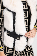 Ivory Faux Fur Vest with Leather Trim