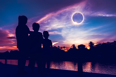 People viewing an eclipse