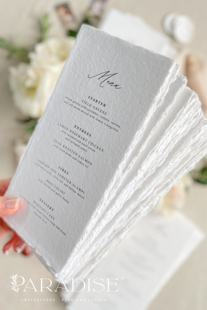 Fey Handmade Paper Wedding Menus