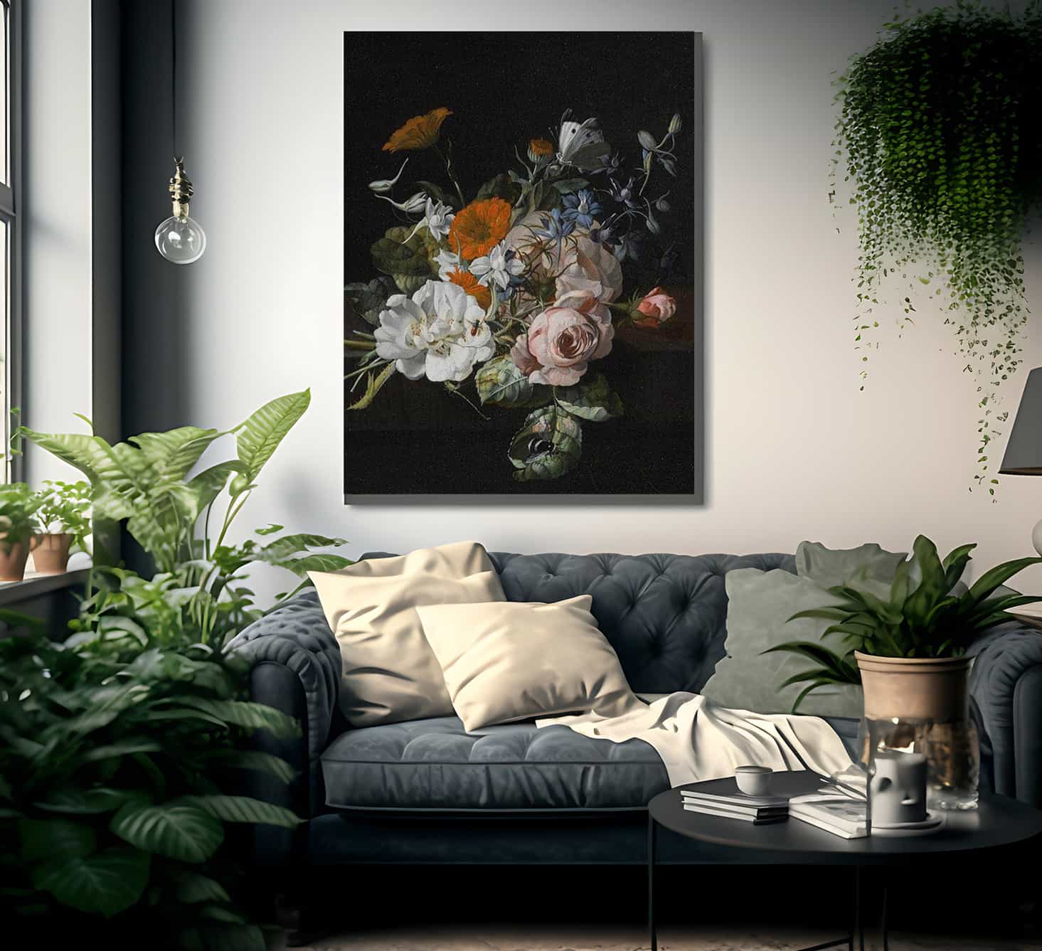 A Nosegay Of Roses Marigolds Larkspur Print, Canvas Art, Framed Print ...