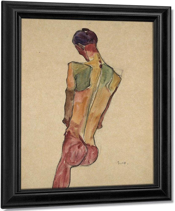 Male Nude Back View By Egon Schiele