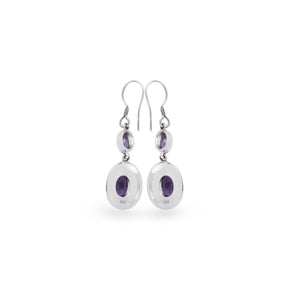 Classic Dangle Granulation Earrings With Gemstone in 925 Silver Jawan Gunung Collections