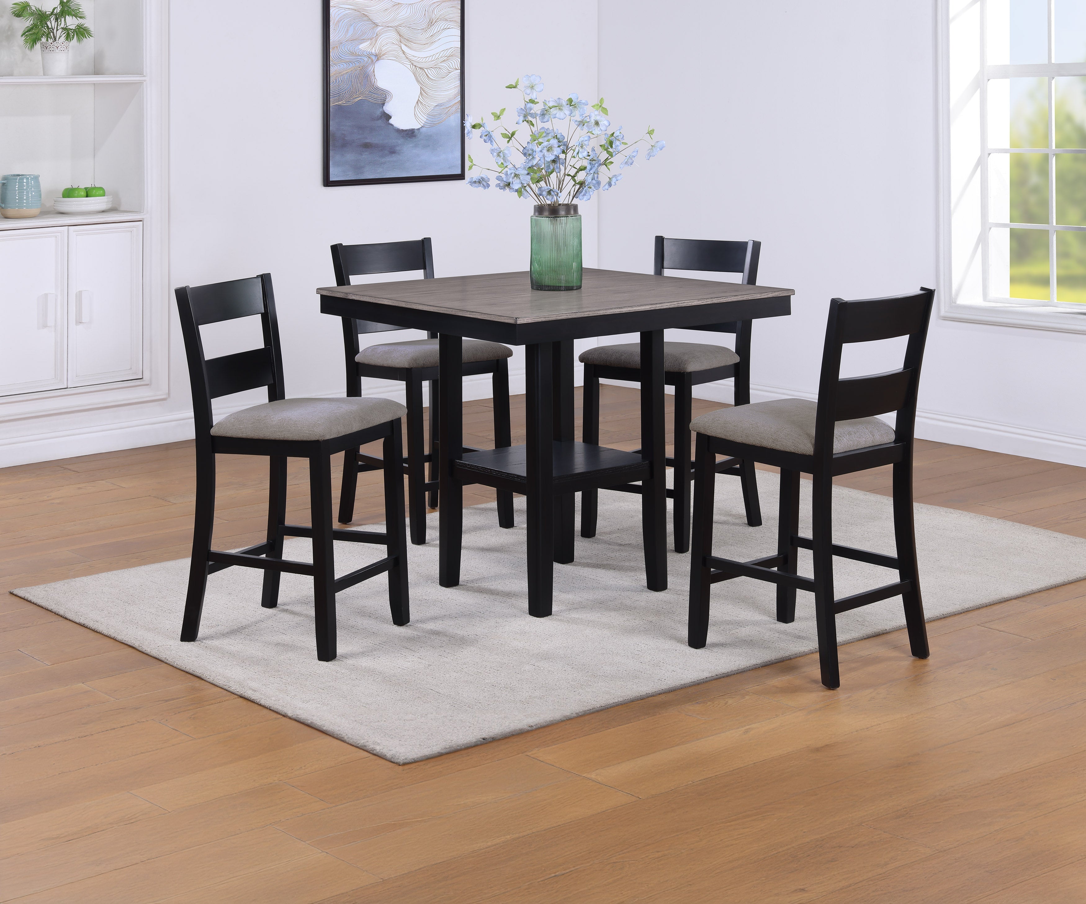 Lester Light Gray 5-Piece Counter Height Set