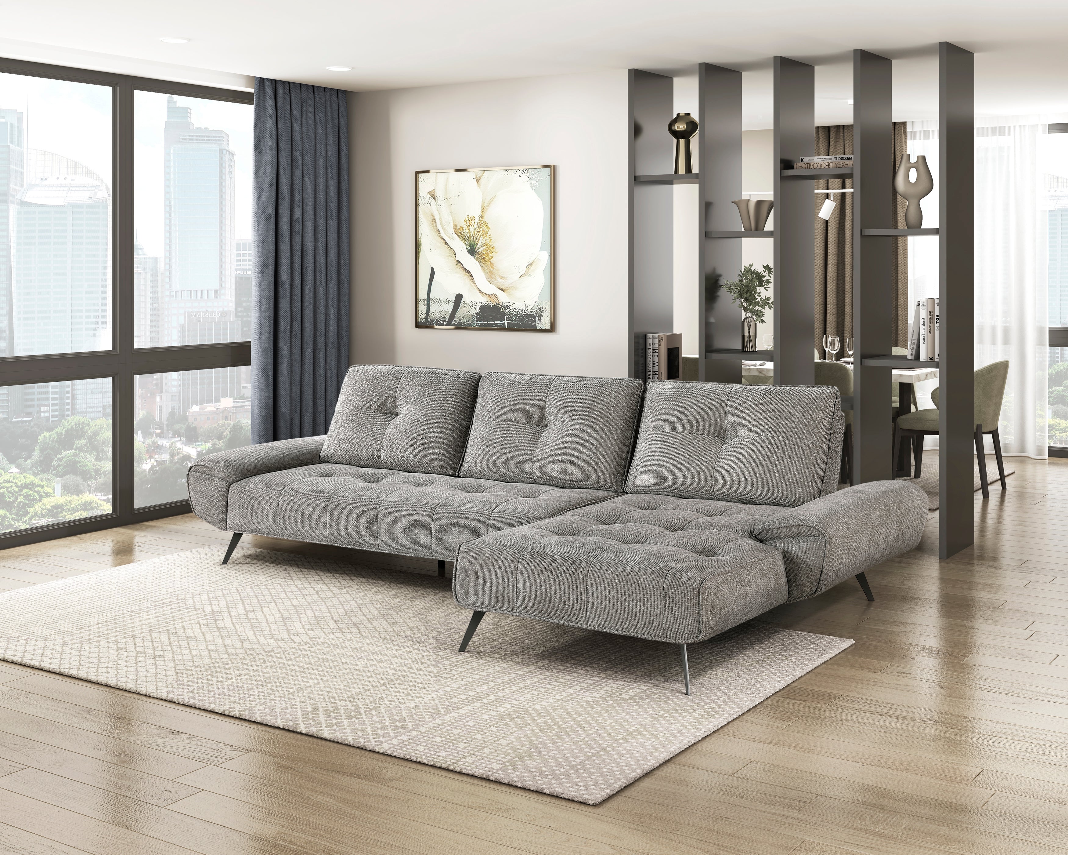Dominic Dove Gray 2-Piece Sectional with Right Chaise