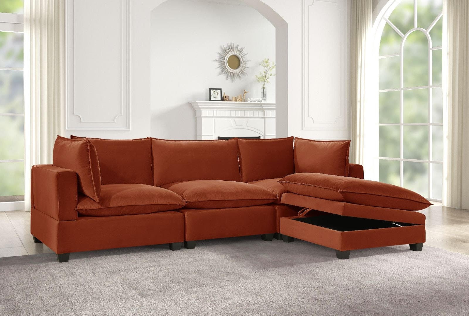 Cloud Rust Velvet Armless Chair (Chair Only)