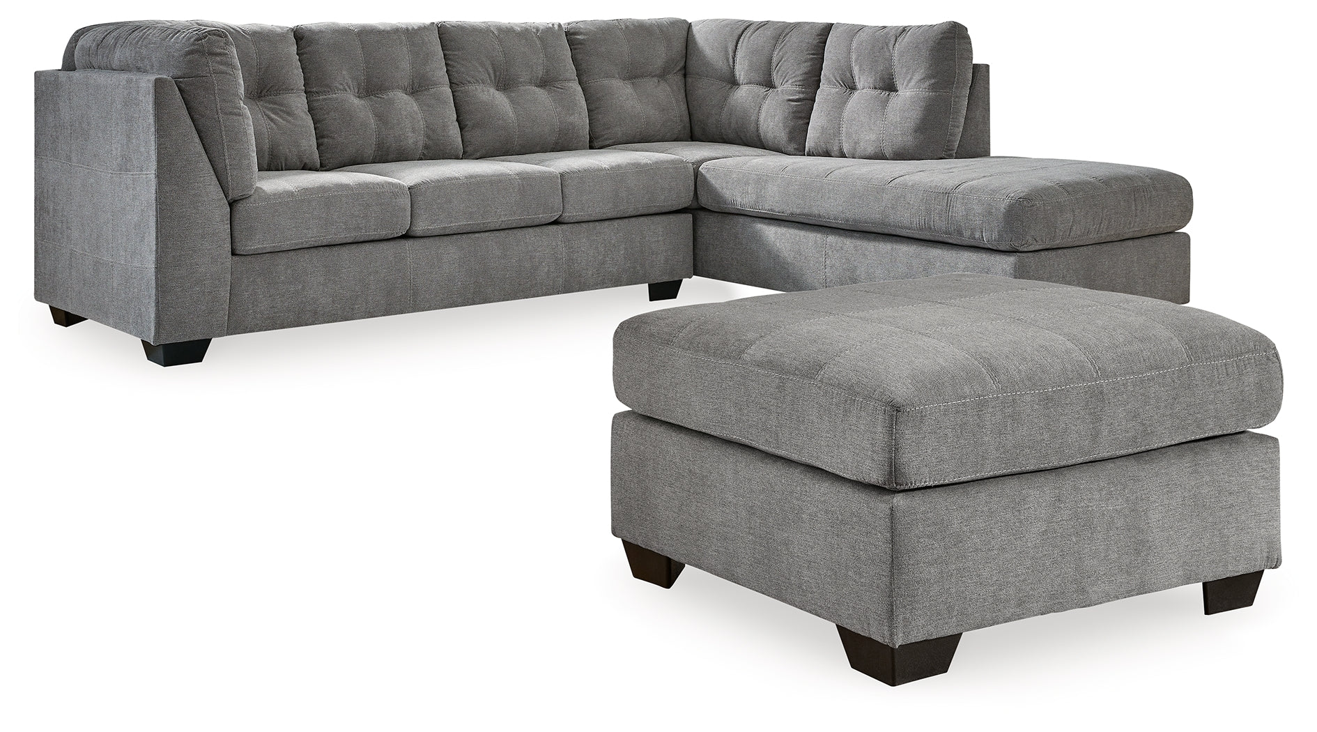 Marleton Gray 2-Piece Sectional with Ottoman