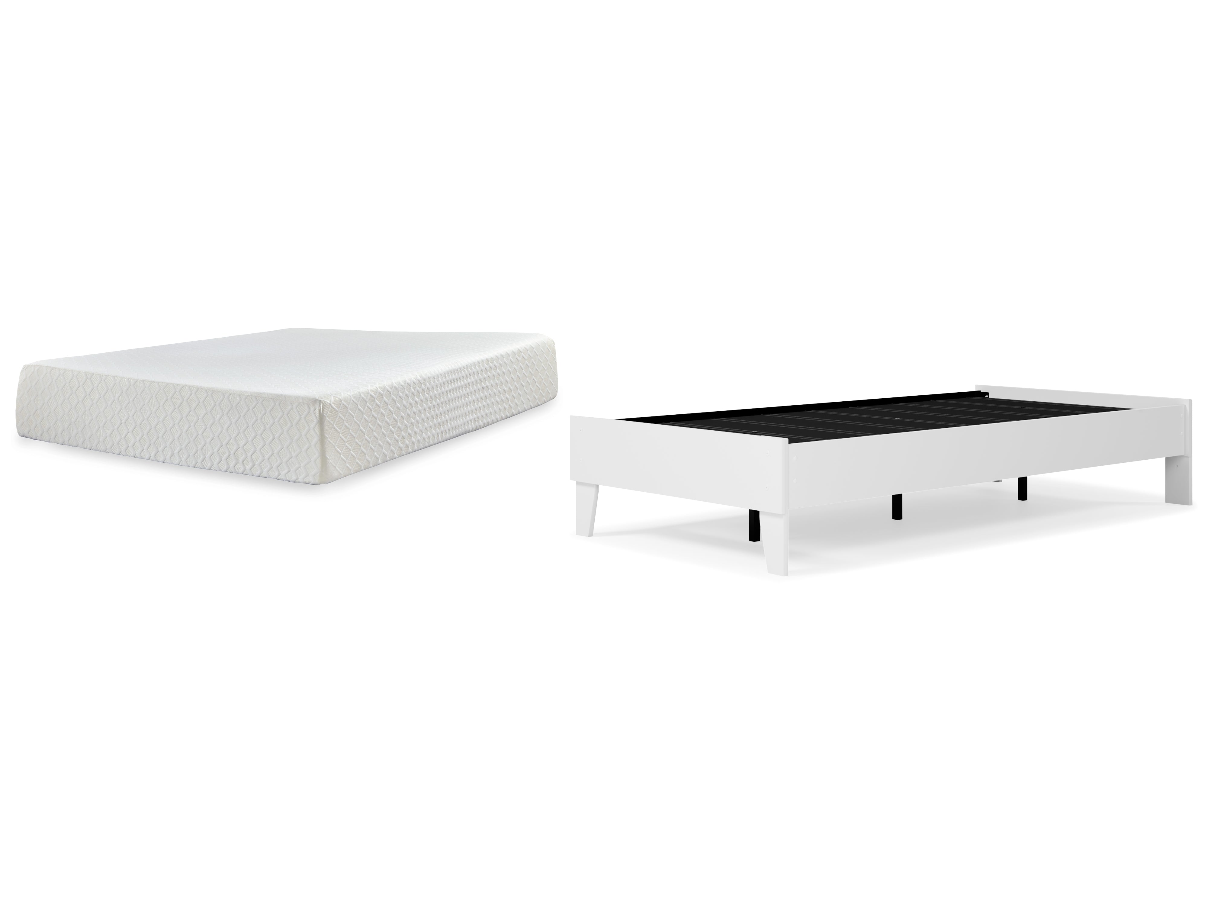 Piperton Twin Platform Bed with Mattress in White