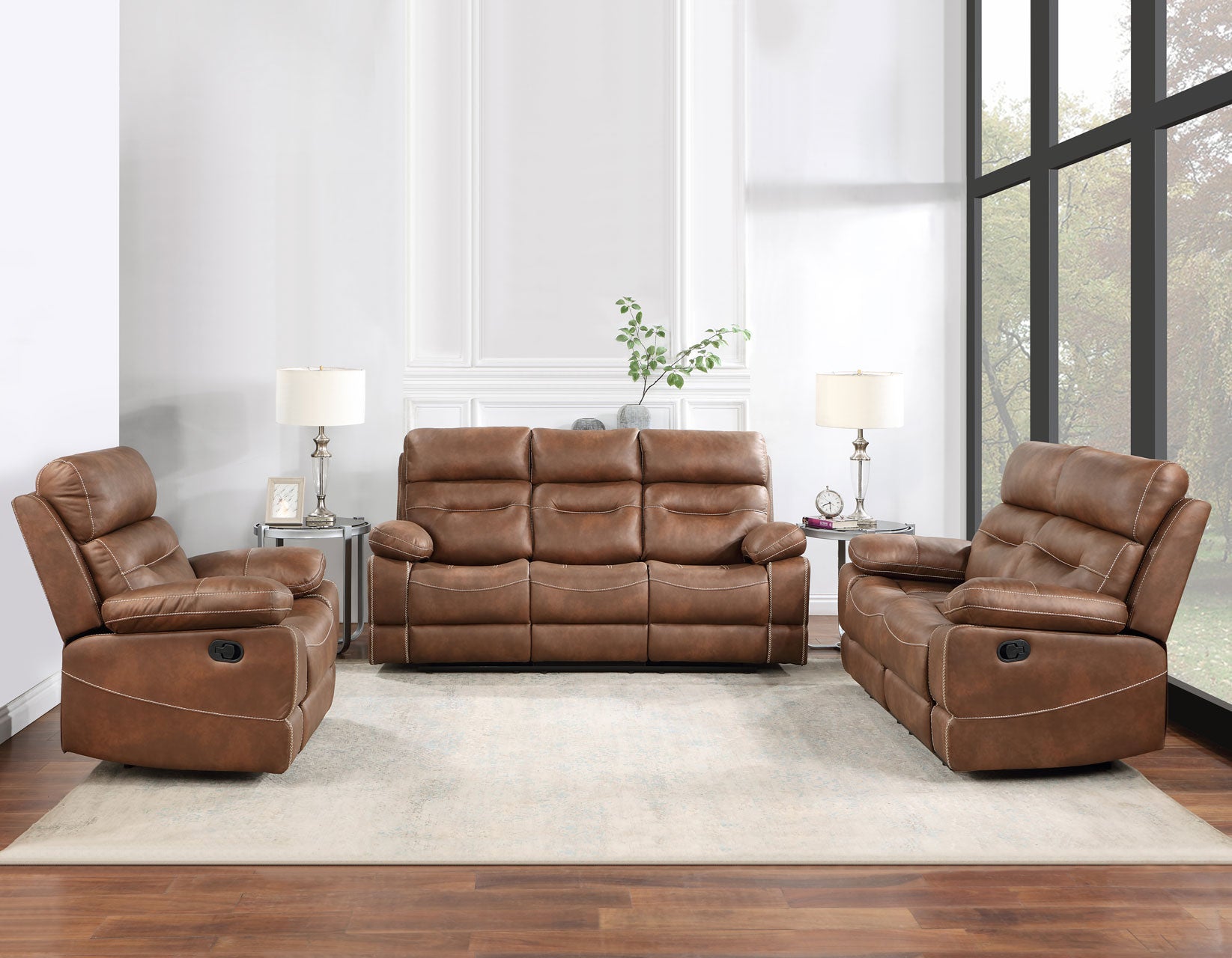 Brown 3-Piece Rudger Manual Motion Reclining Set