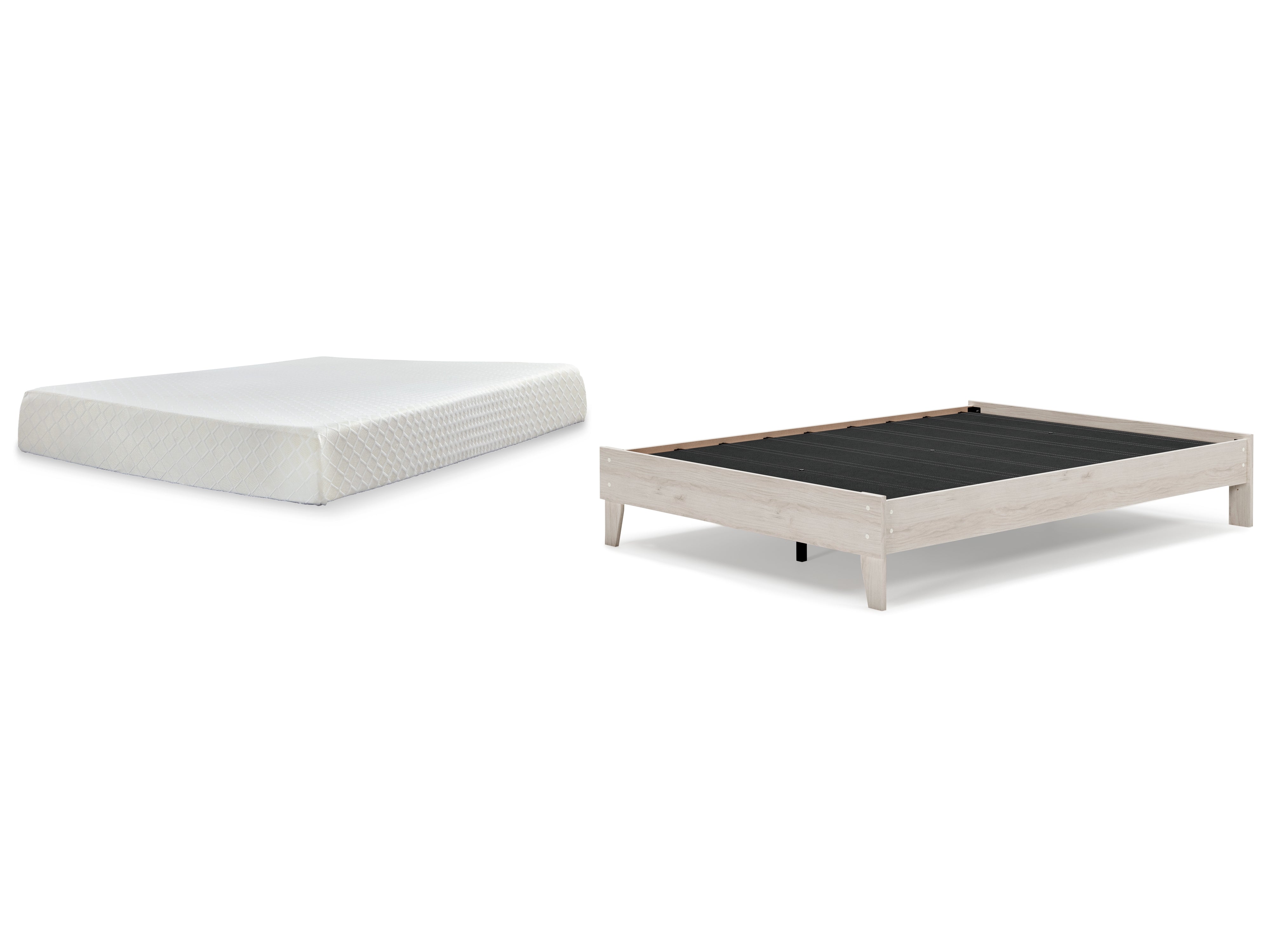 Socalle Queen Platform Bed with Mattress in Light Natural